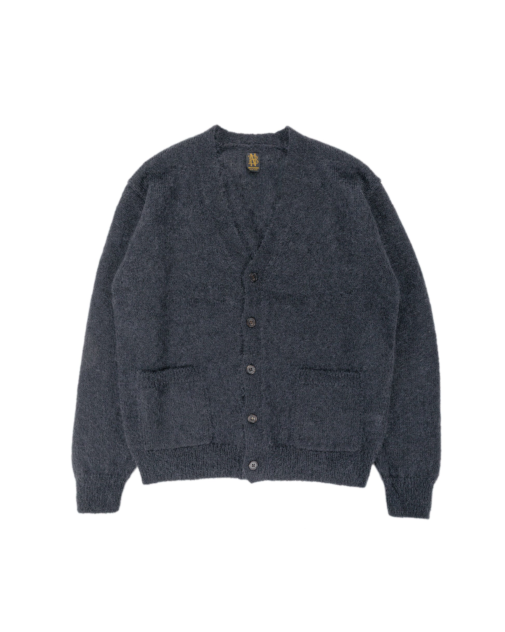 lost & found Batoner Batoner Pure Mohair V Cardigan Charcoal Blue