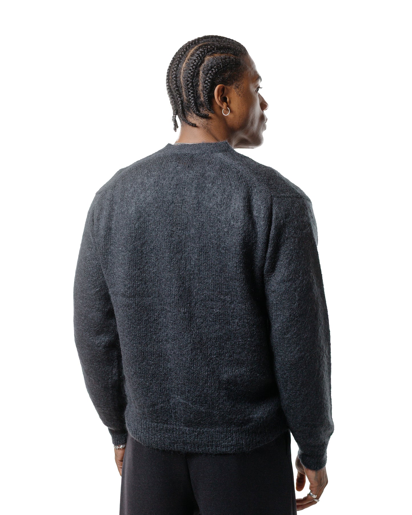 lost & found Batoner Batoner Pure Mohair V Cardigan Charcoal Blue