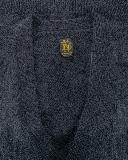 lost & found Batoner Batoner Pure Mohair V Cardigan Charcoal Blue
