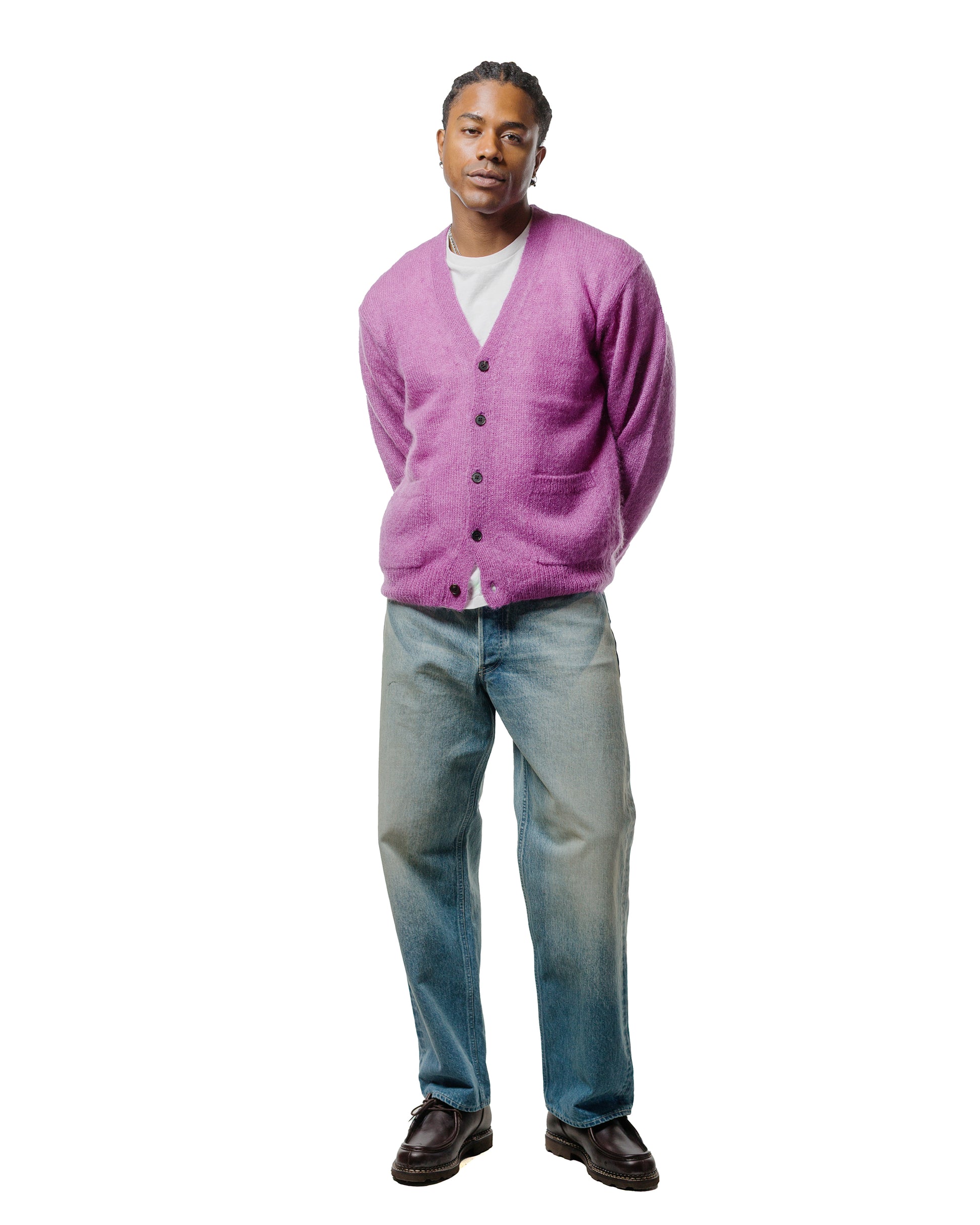 lost & found Batoner Batoner Pure Mohair V Cardigan Purple