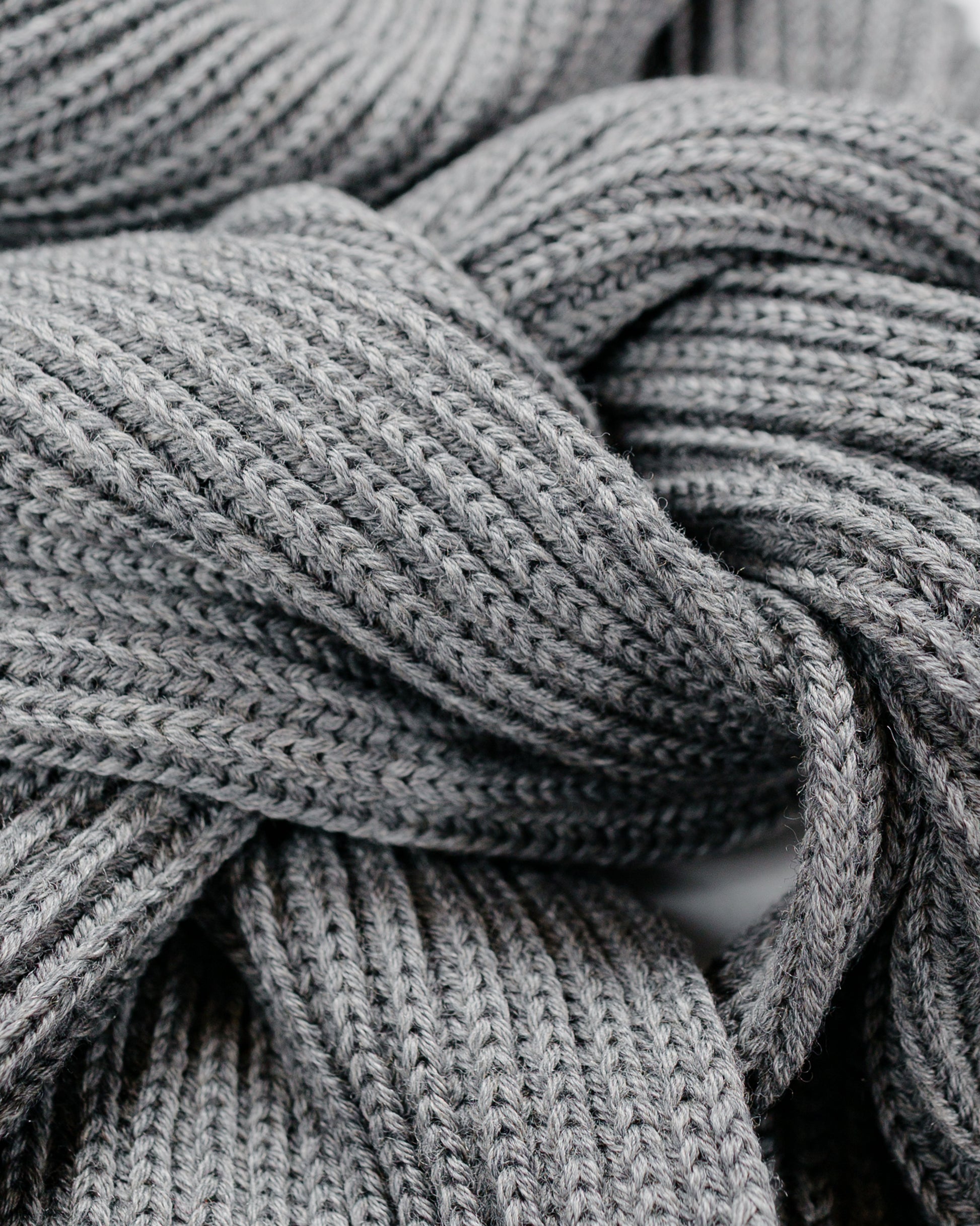 lost & found Batoner Batoner Solid Wool Rib Muffler Melange Gray