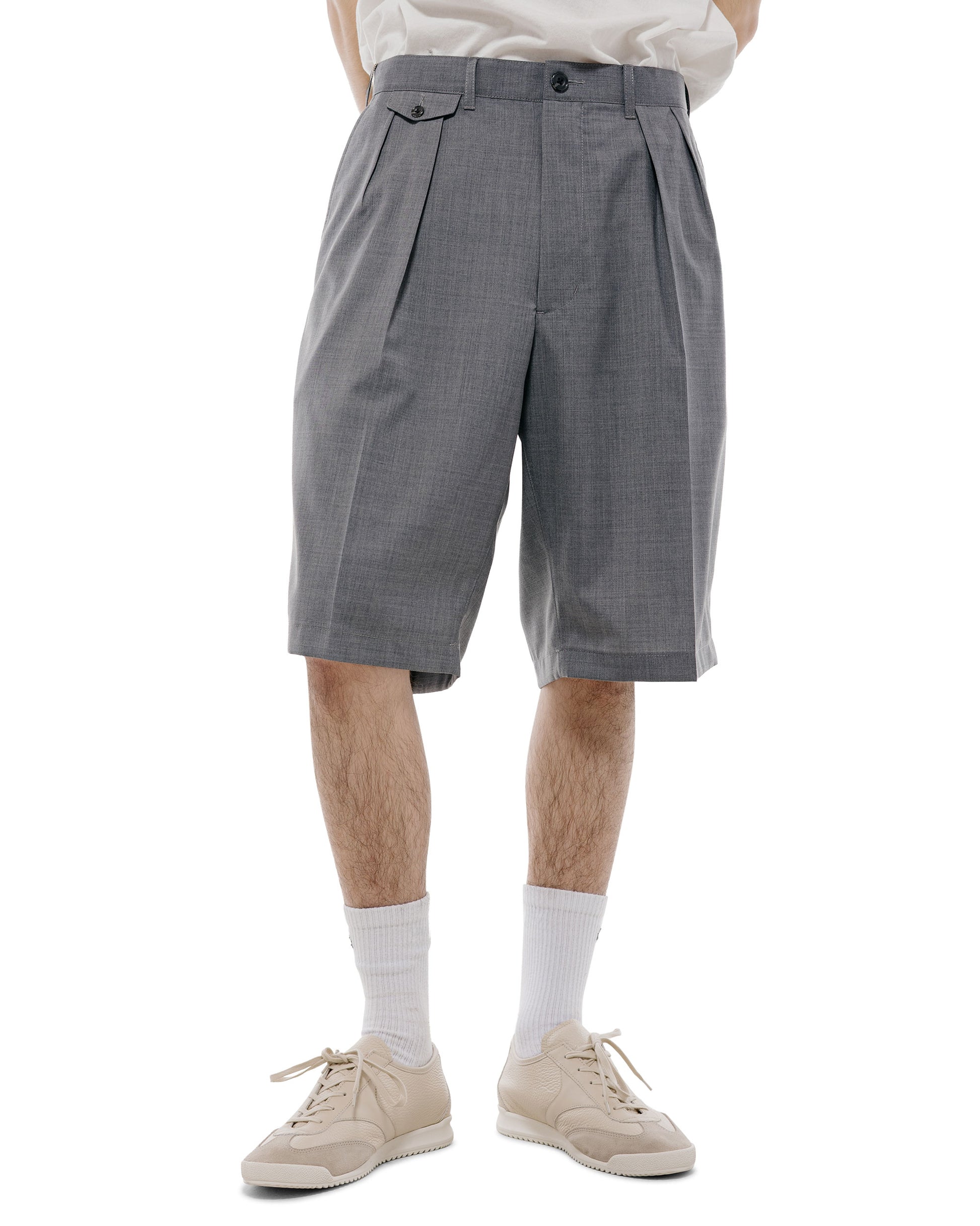 lost & found Beams Plus Beams Plus 2Pleats Shorts Wool Tropical Grey
