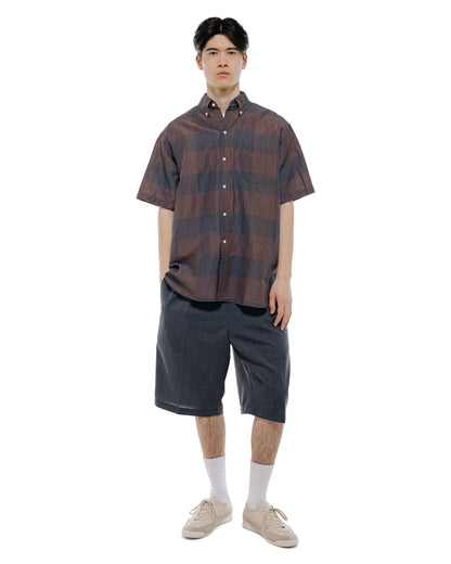 lost & found Beams Plus Beams Plus B.D. Classic Fit Cotton Linen Cord Check Navy/Pink