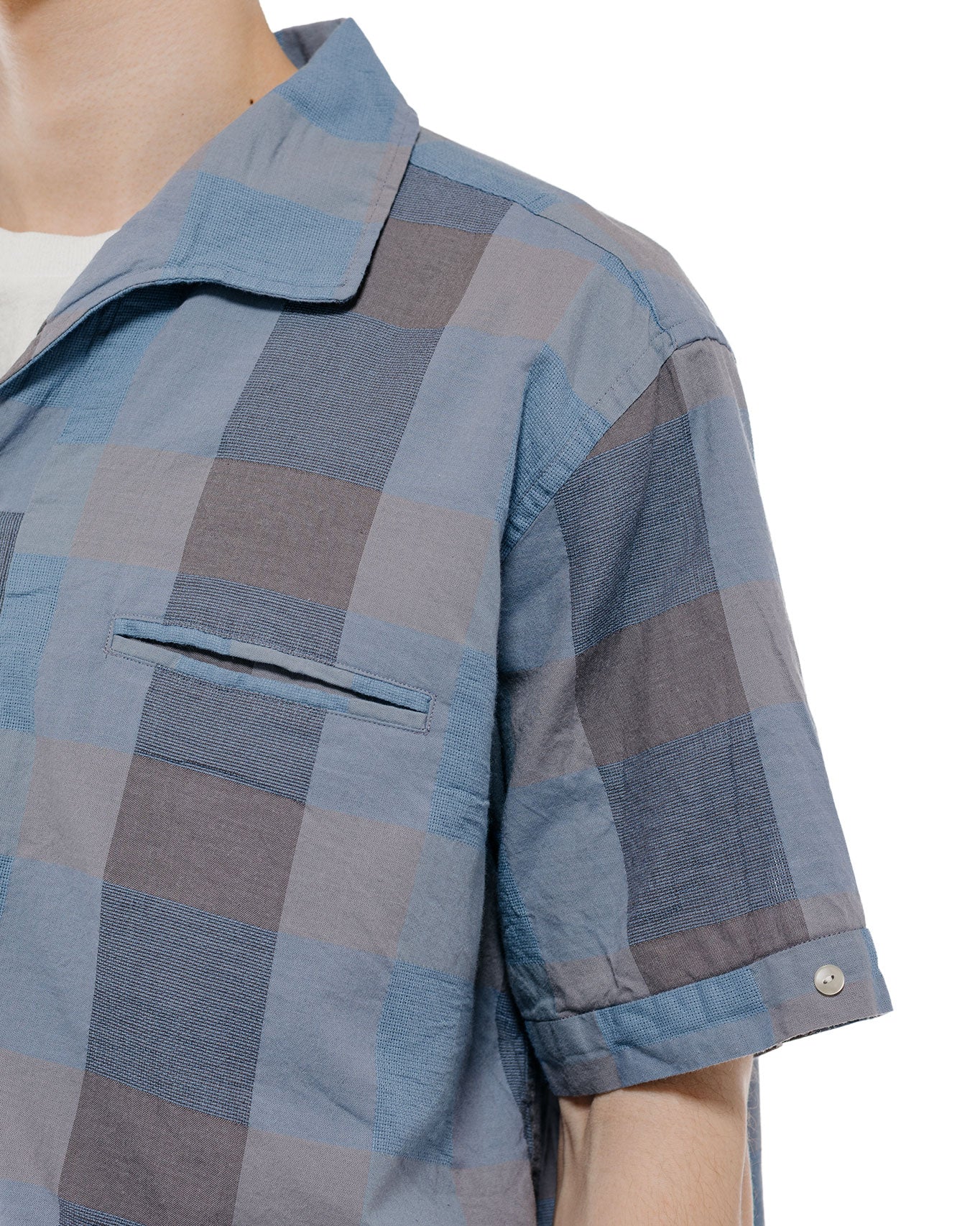 lost & found Beams Plus Beams Plus Italian Collar Indigo Panama Weave Plaid