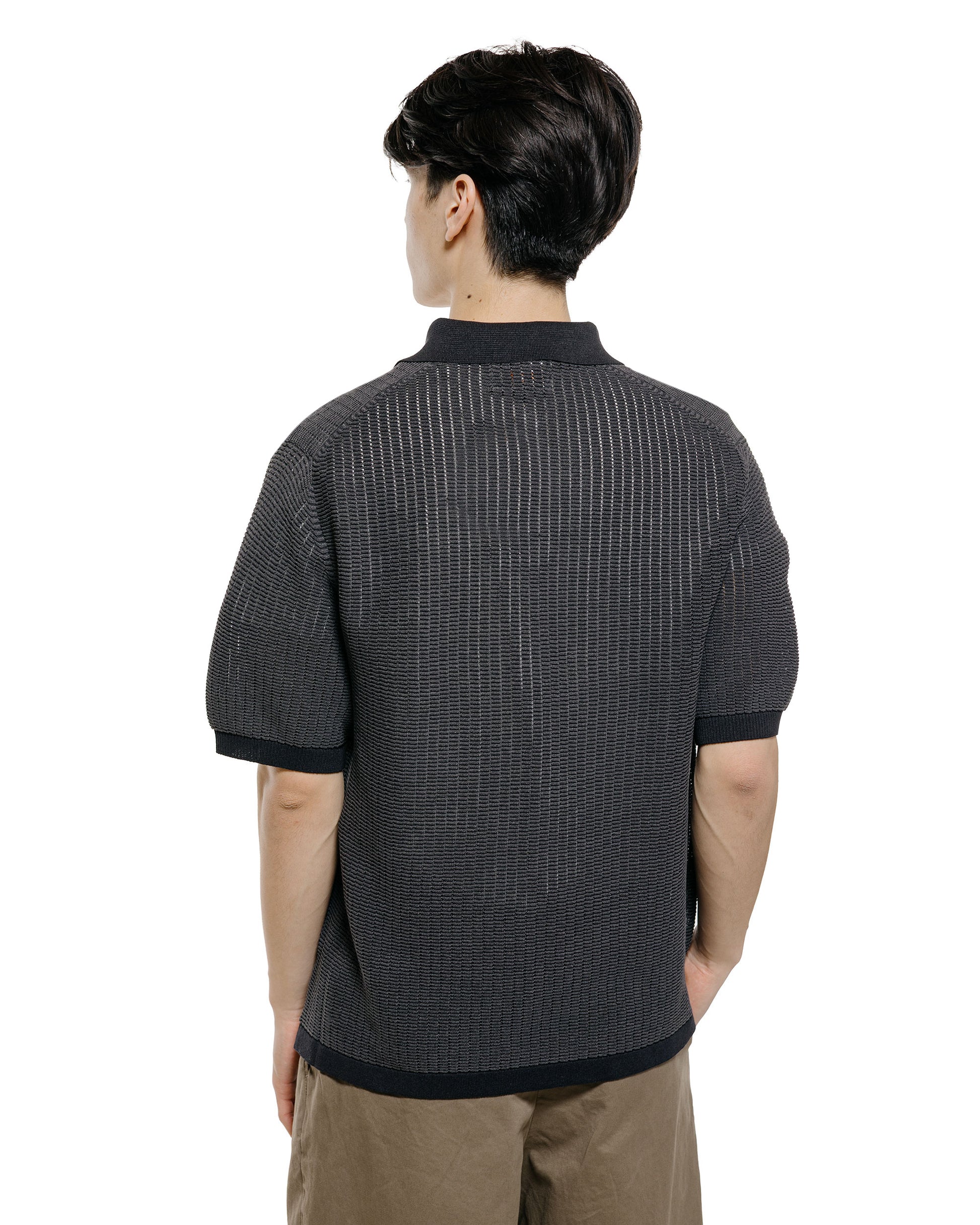 lost & found Beams Plus Beams Plus Knit Polo 'Washi' 2 Tone Black