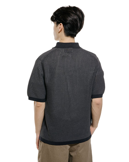 lost & found Beams Plus Beams Plus Knit Polo 'Washi' 2 Tone Black