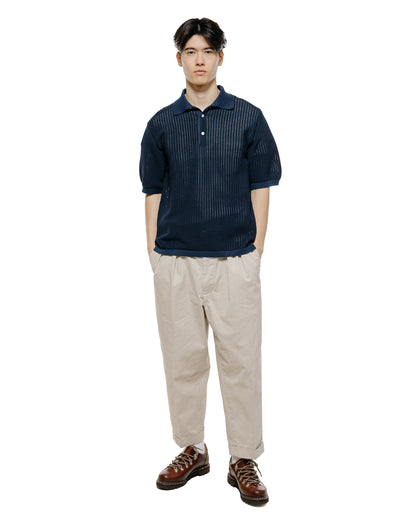 lost & found Beams Plus Beams Plus Knit Polo 'Washi' 2 Tone Navy