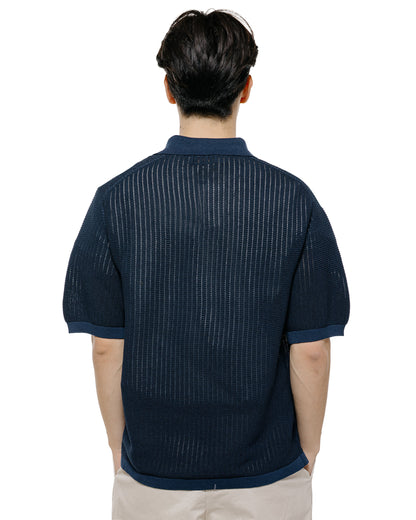 lost & found Beams Plus Beams Plus Knit Polo 'Washi' 2 Tone Navy