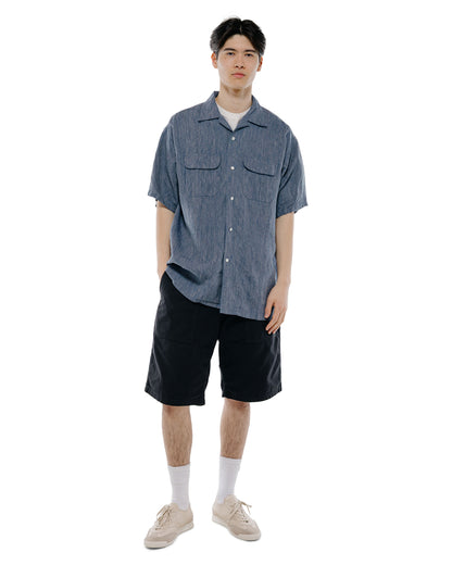 lost & found Beams Plus Beams Plus Open Collar Indigo Linen Stripe