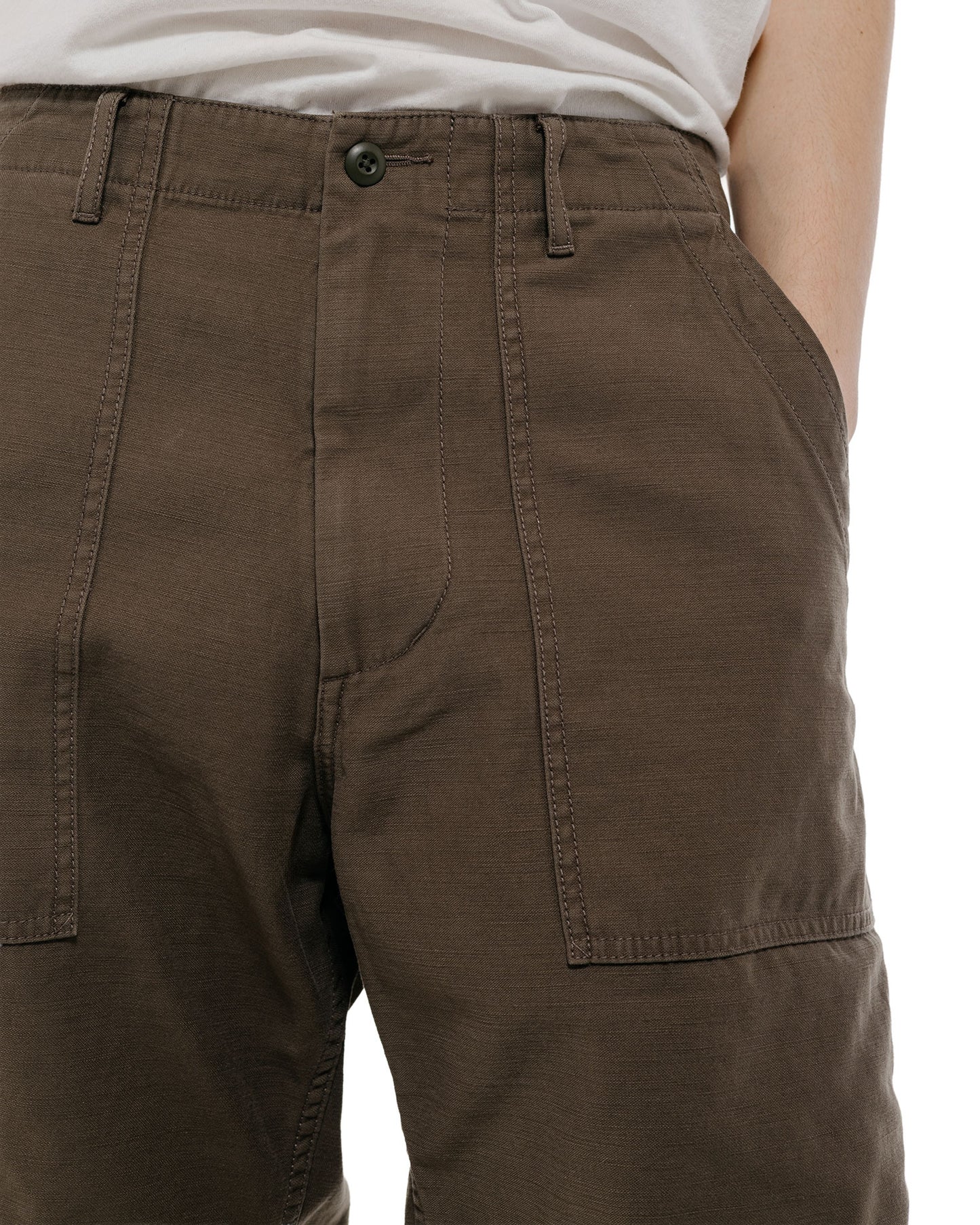 lost & found Beams Plus Beams Plus MIL Utility Shorts Reversed Sateen Olive Brown