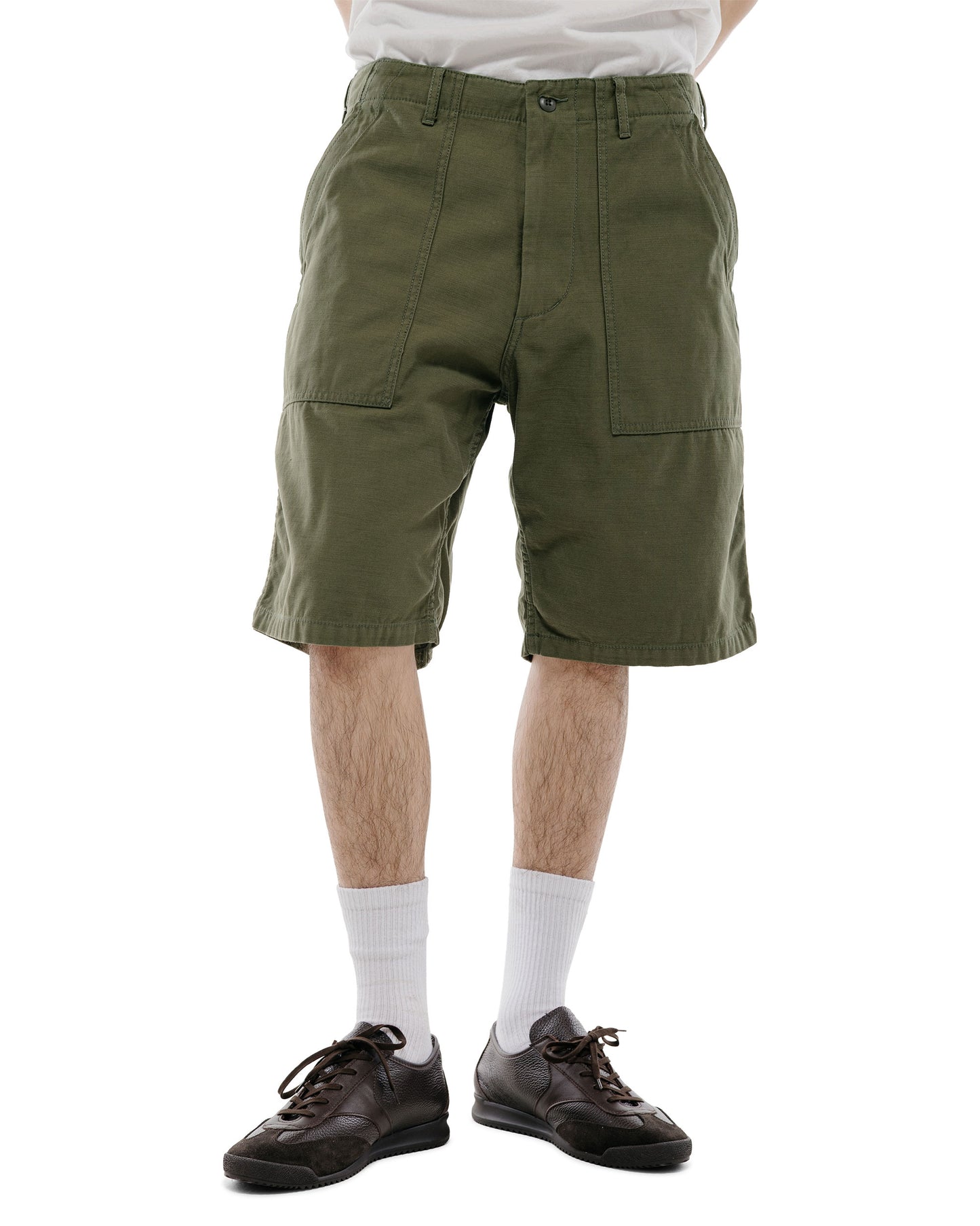 lost & found Beams Plus Beams Plus MIL Utility Shorts Reversed Sateen Olive Green