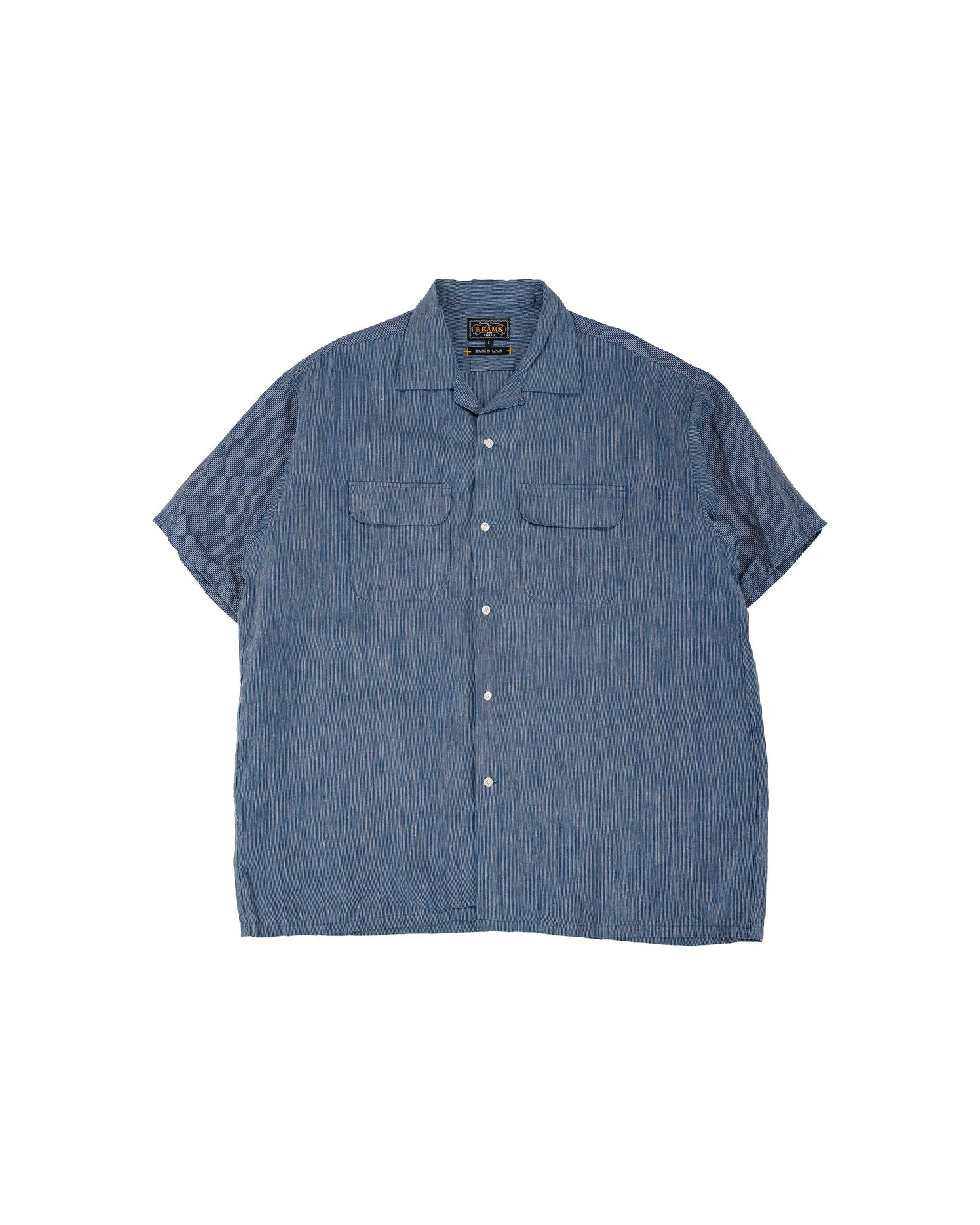 lost & found Beams Plus Beams Plus Open Collar Indigo Linen Stripe