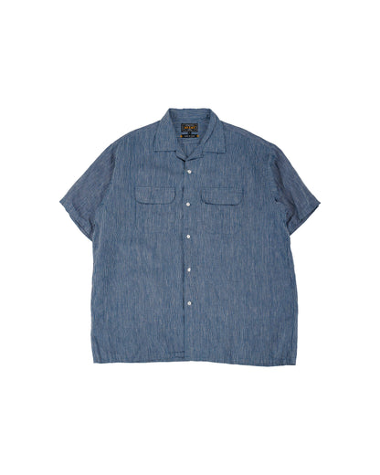 lost & found Beams Plus Beams Plus Open Collar Indigo Linen Stripe