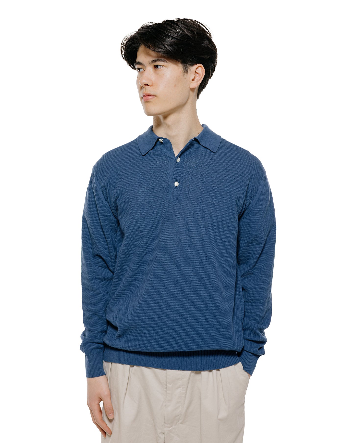 lost & found Beams Plus Beams Plus Pique Polo 14G L/S Navy