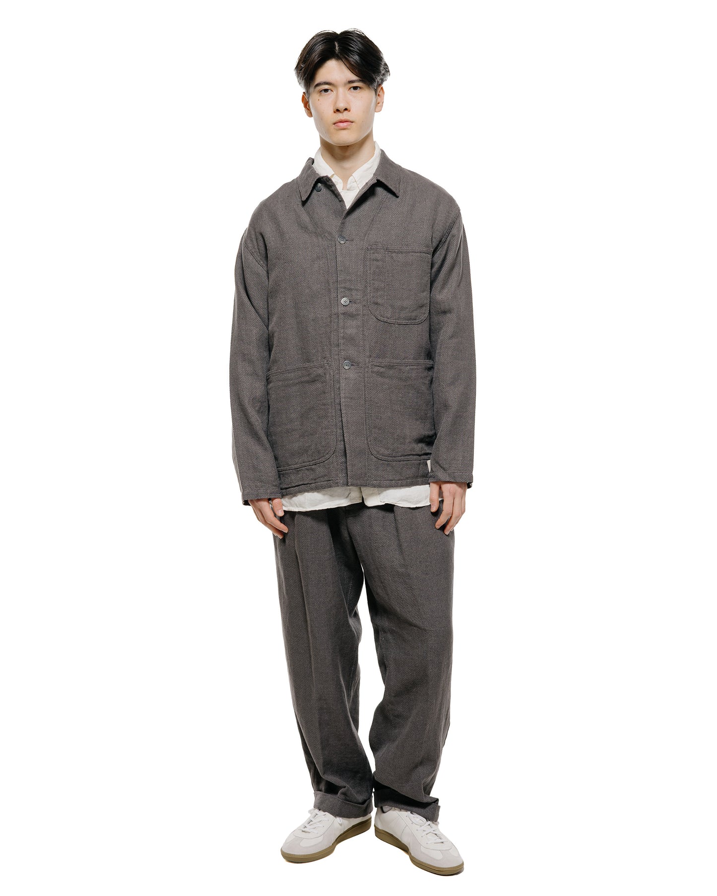 lost & found Beams Plus Beams Plus 2Pleats Relax Trousers Linen Cotton Grey