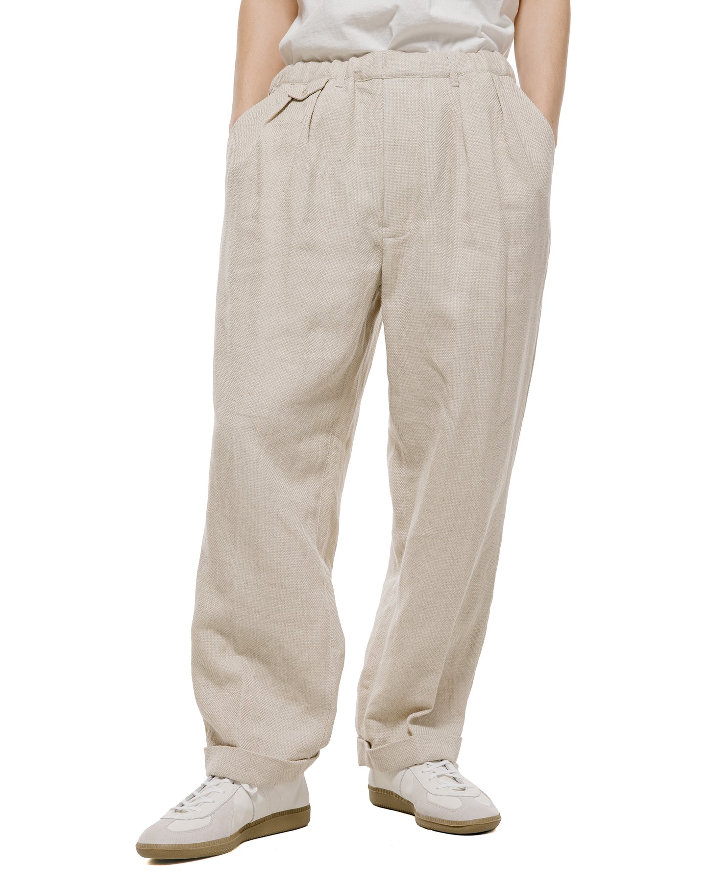 lost & found Beams Plus Beams Plus 2Pleats Relax Trousers Linen Cotton Off White