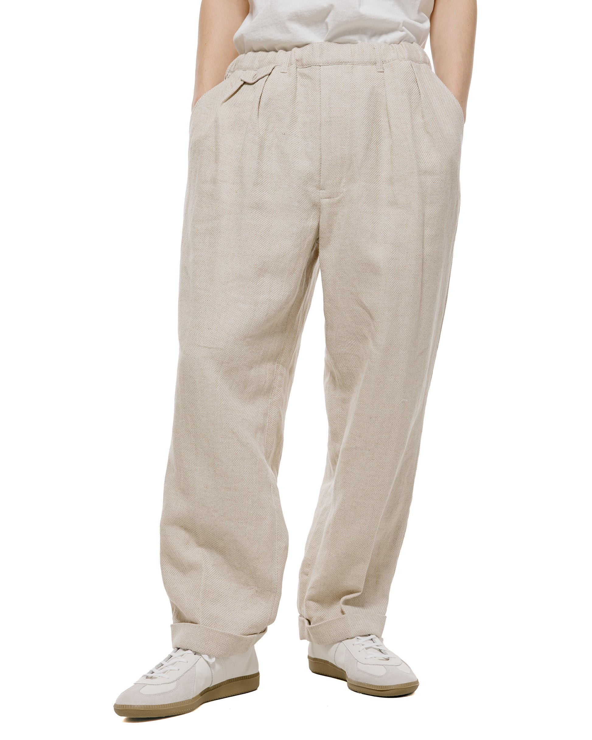 lost & found Beams Plus Beams Plus 2Pleats Relax Trousers Linen Cotton Off White