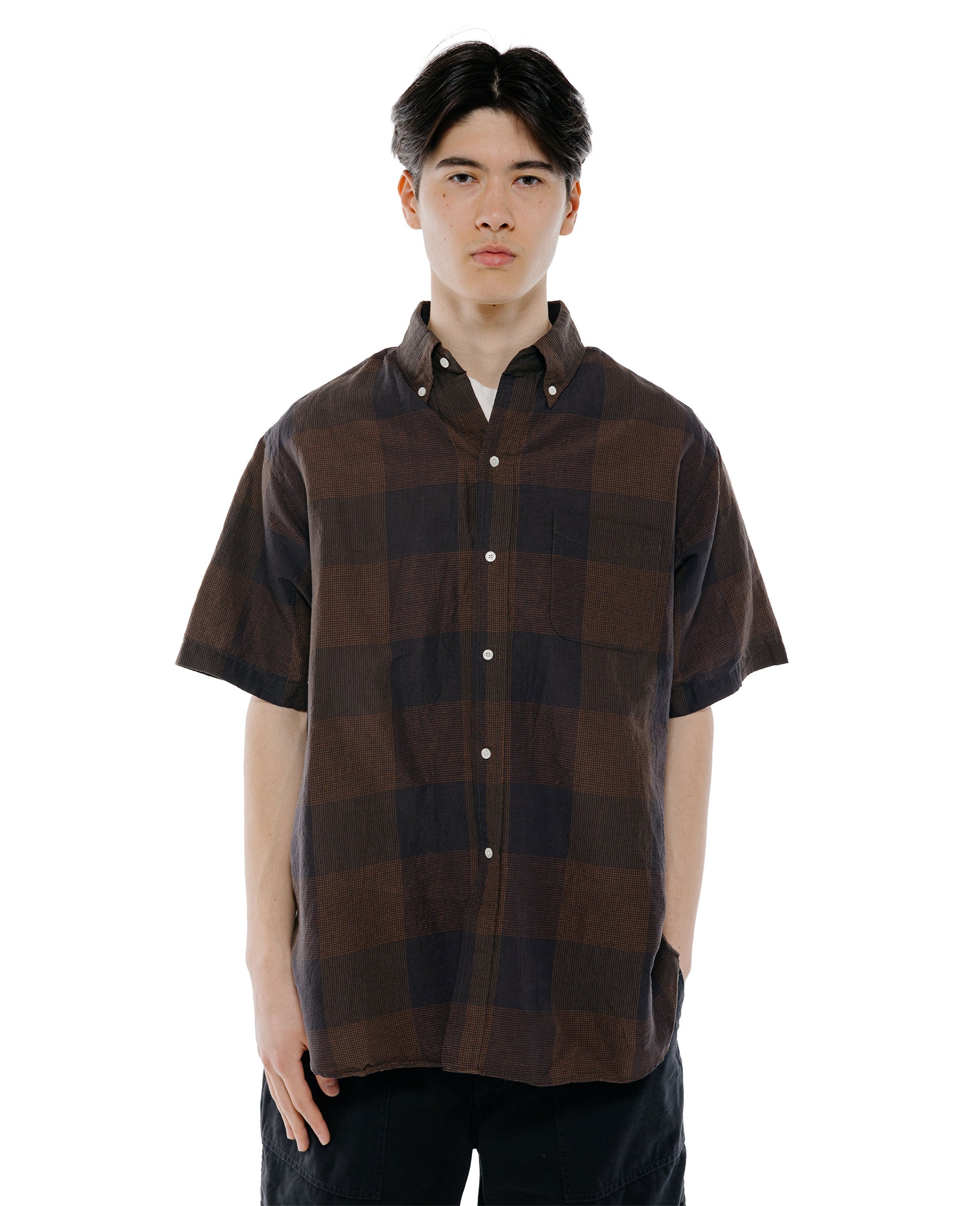 lost & found Beams Plus Beams Plus B.D. Classic Fit Cotton Linen Cord Check Black/Brown