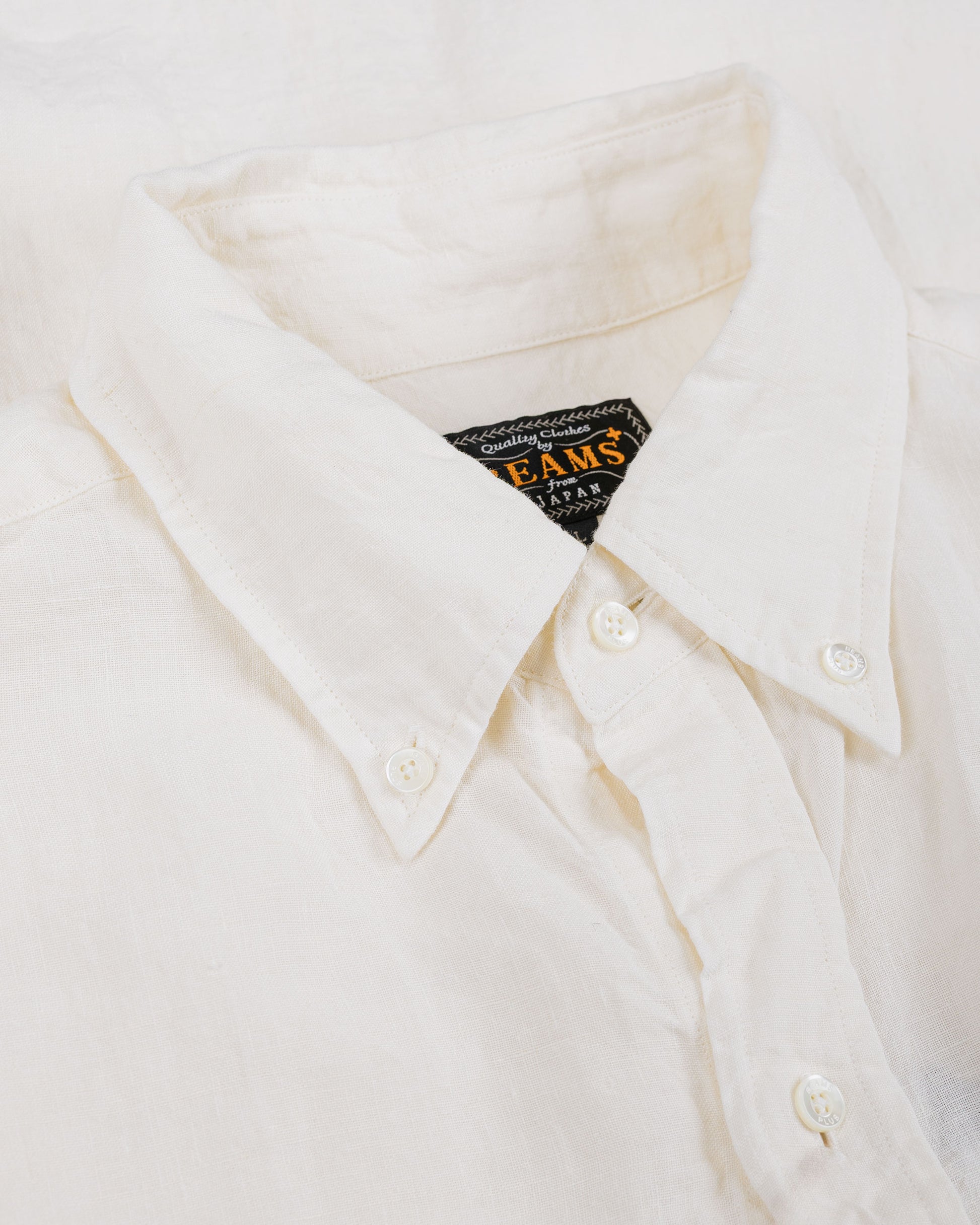 lost & found Beams Plus Beams Plus B.D. Classic Fit Linen Chambray White