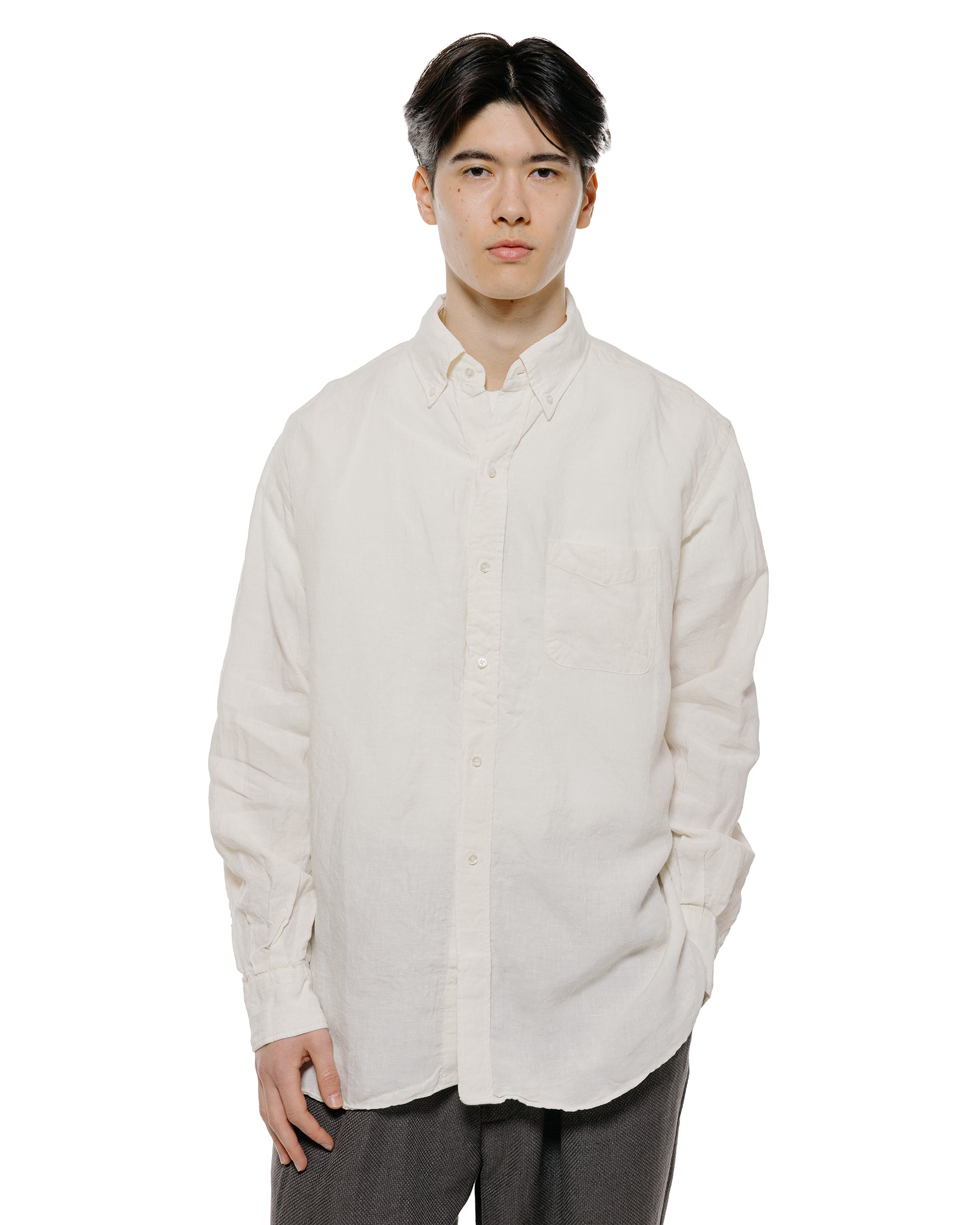 lost & found Beams Plus Beams Plus B.D. Classic Fit Linen Chambray White