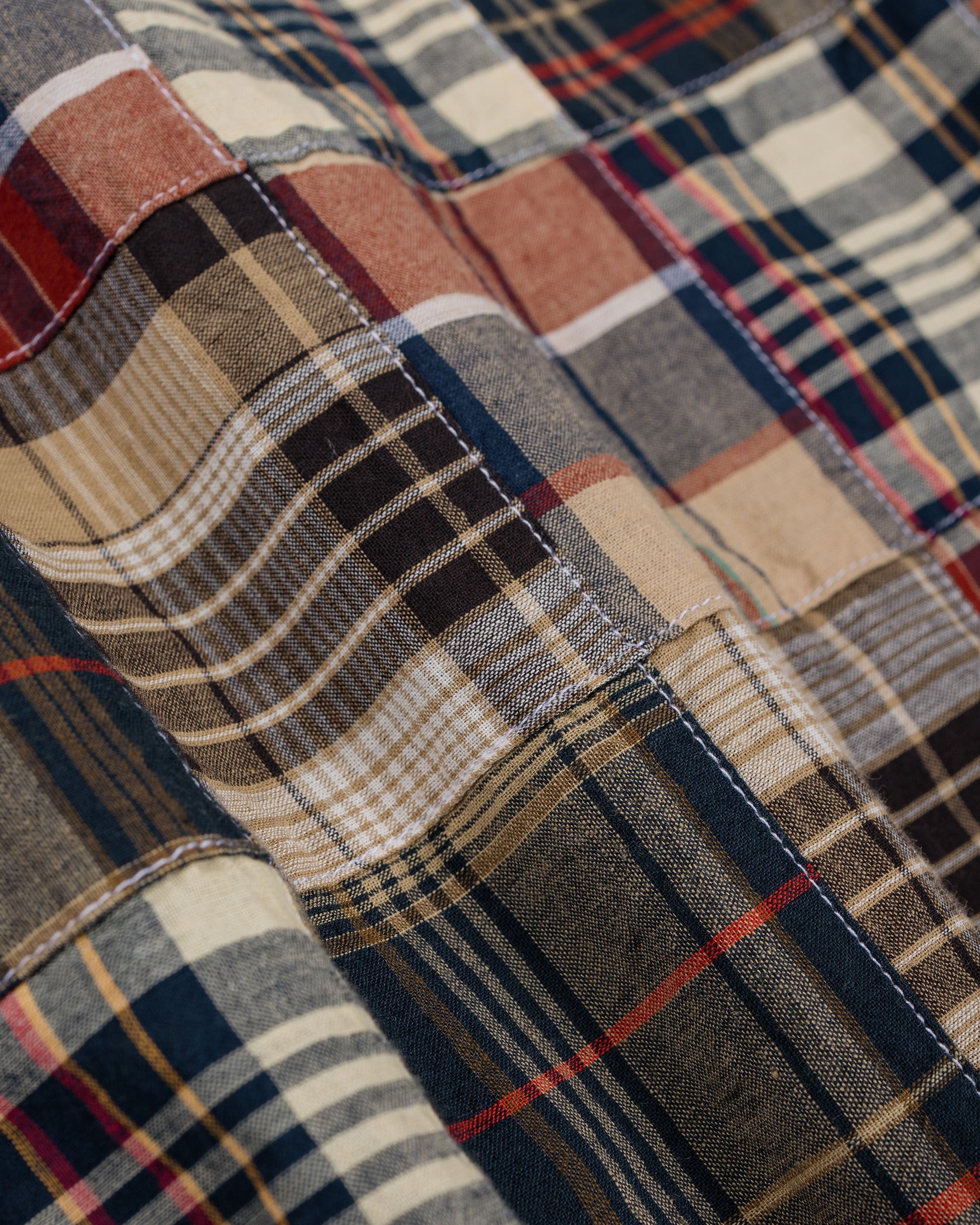 lost & found Beams Plus Beams Plus B.D. Classic Fit Patchwork Madras Brown