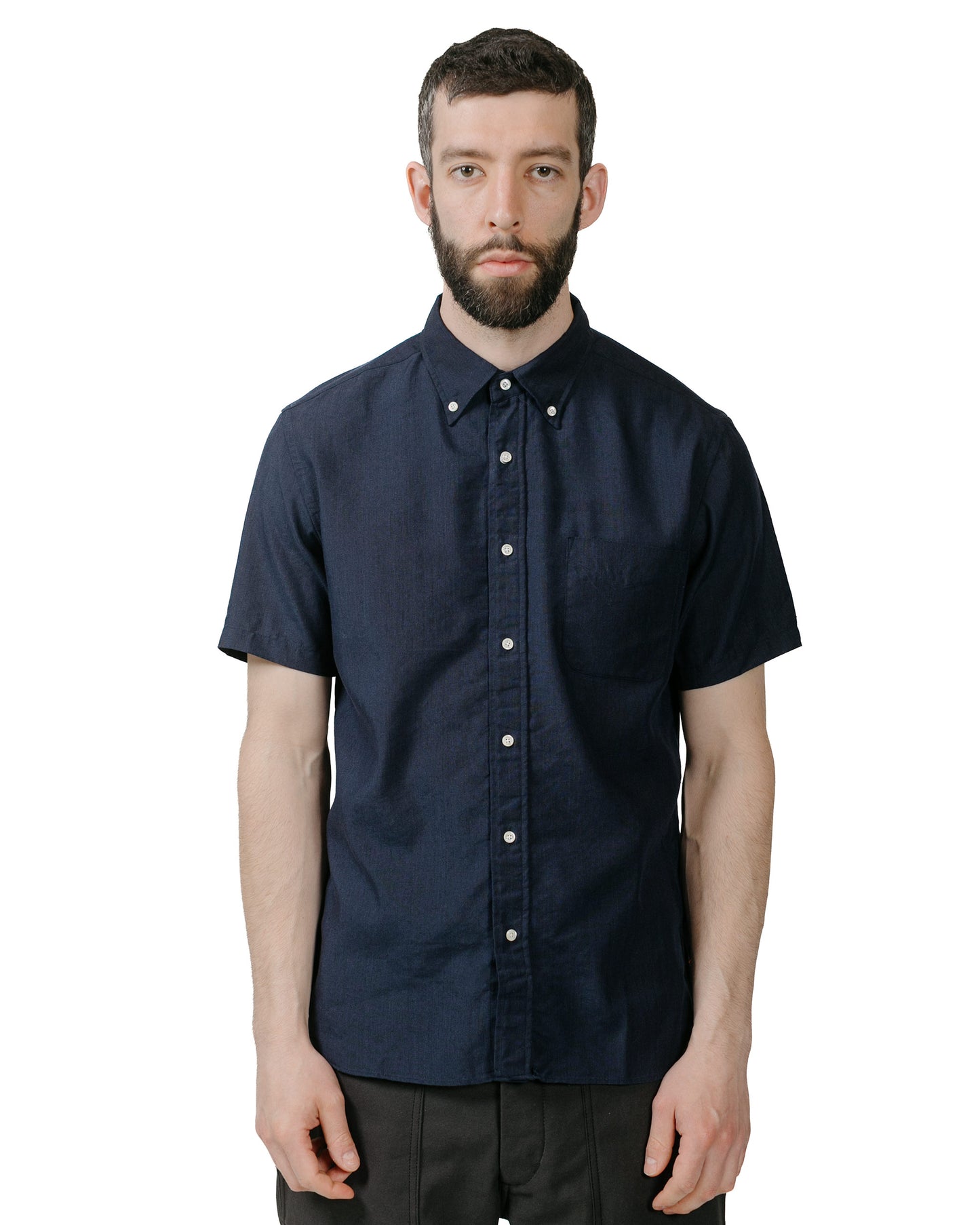 lost & found Beams Plus Beams Plus B.D. Short Sleeve COOLMAX® Linen Navy