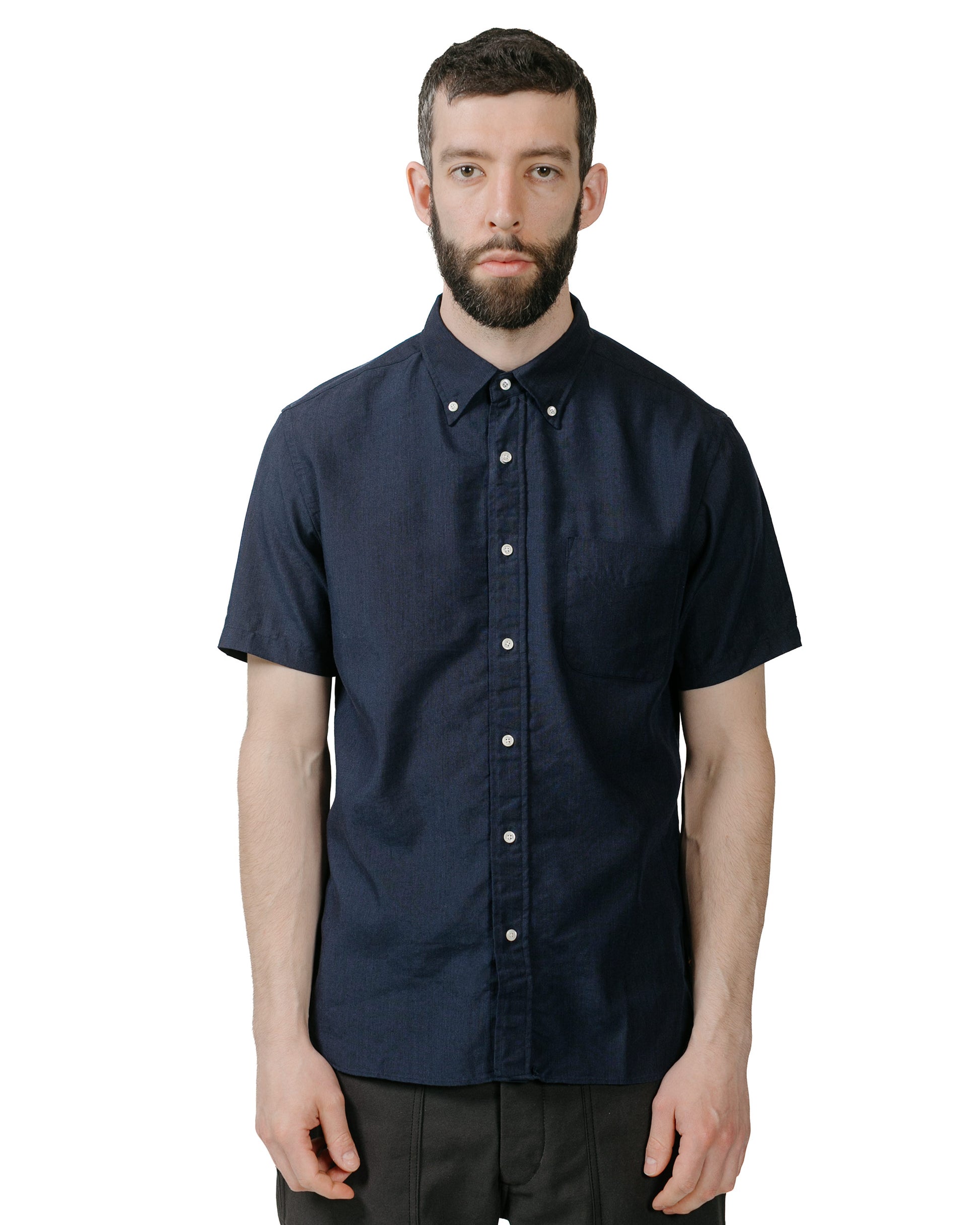 lost & found Beams Plus Beams Plus B.D. Short Sleeve COOLMAX® Linen Navy