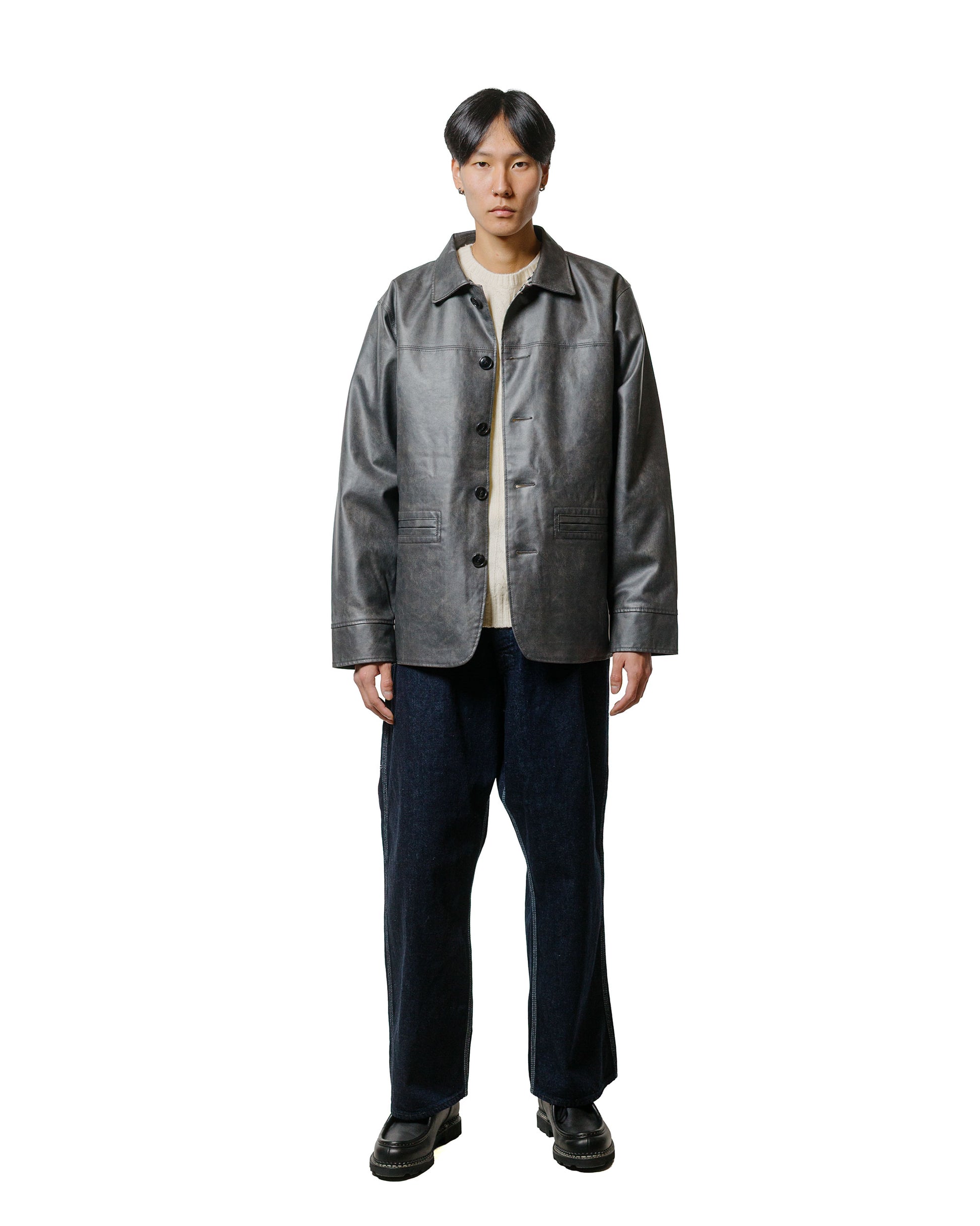 lost & found Beams Plus Beams Plus Car Coat Aged Fake Leather Black