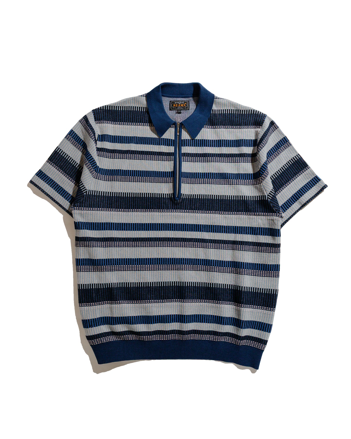 lost & found Beams Plus Beams Plus Half Zip Knit Polo Navy