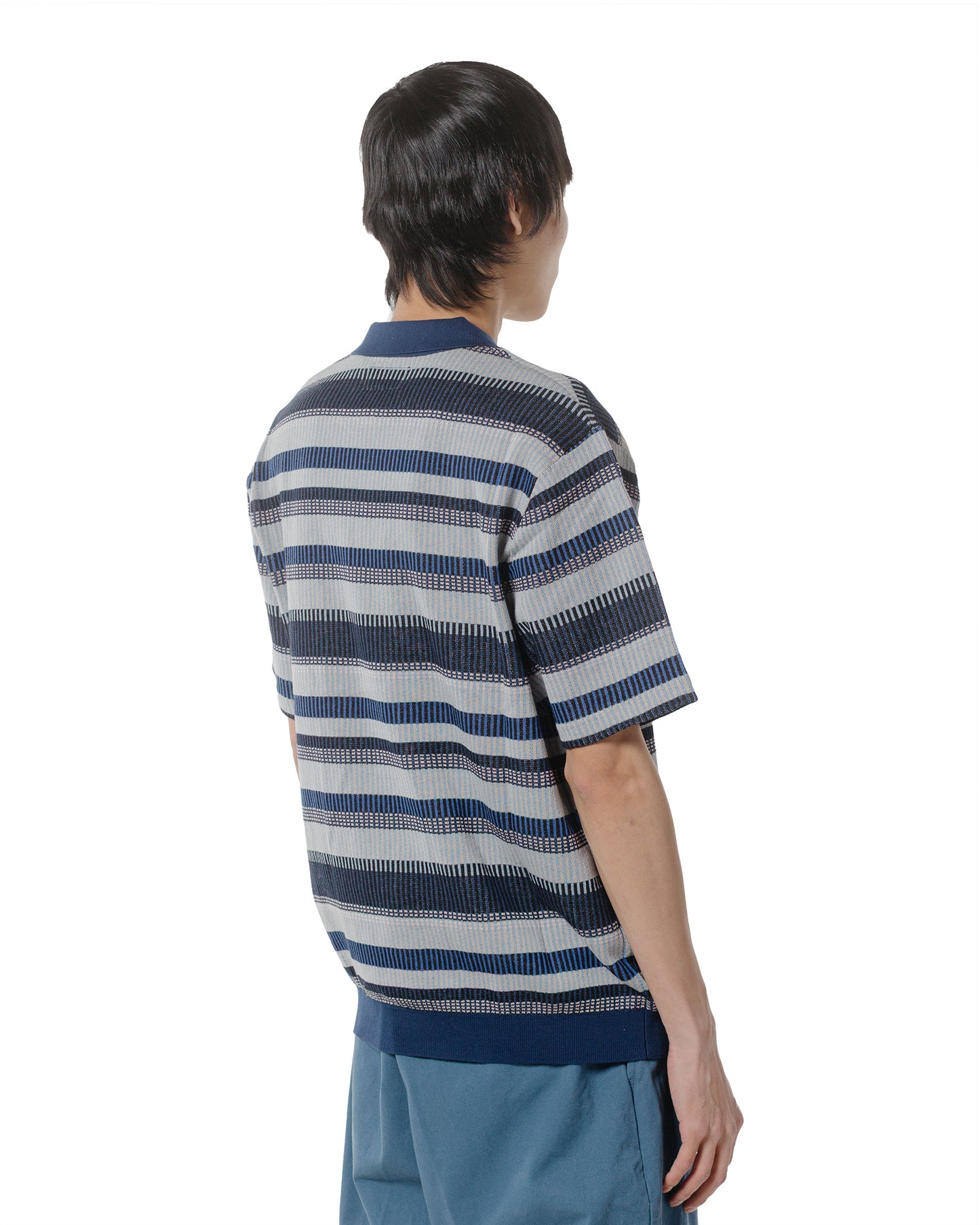 lost & found Beams Plus Beams Plus Half Zip Knit Polo Navy