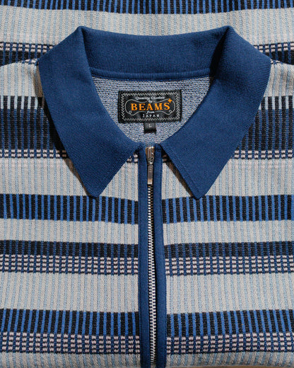 lost & found Beams Plus Beams Plus Half Zip Knit Polo Navy