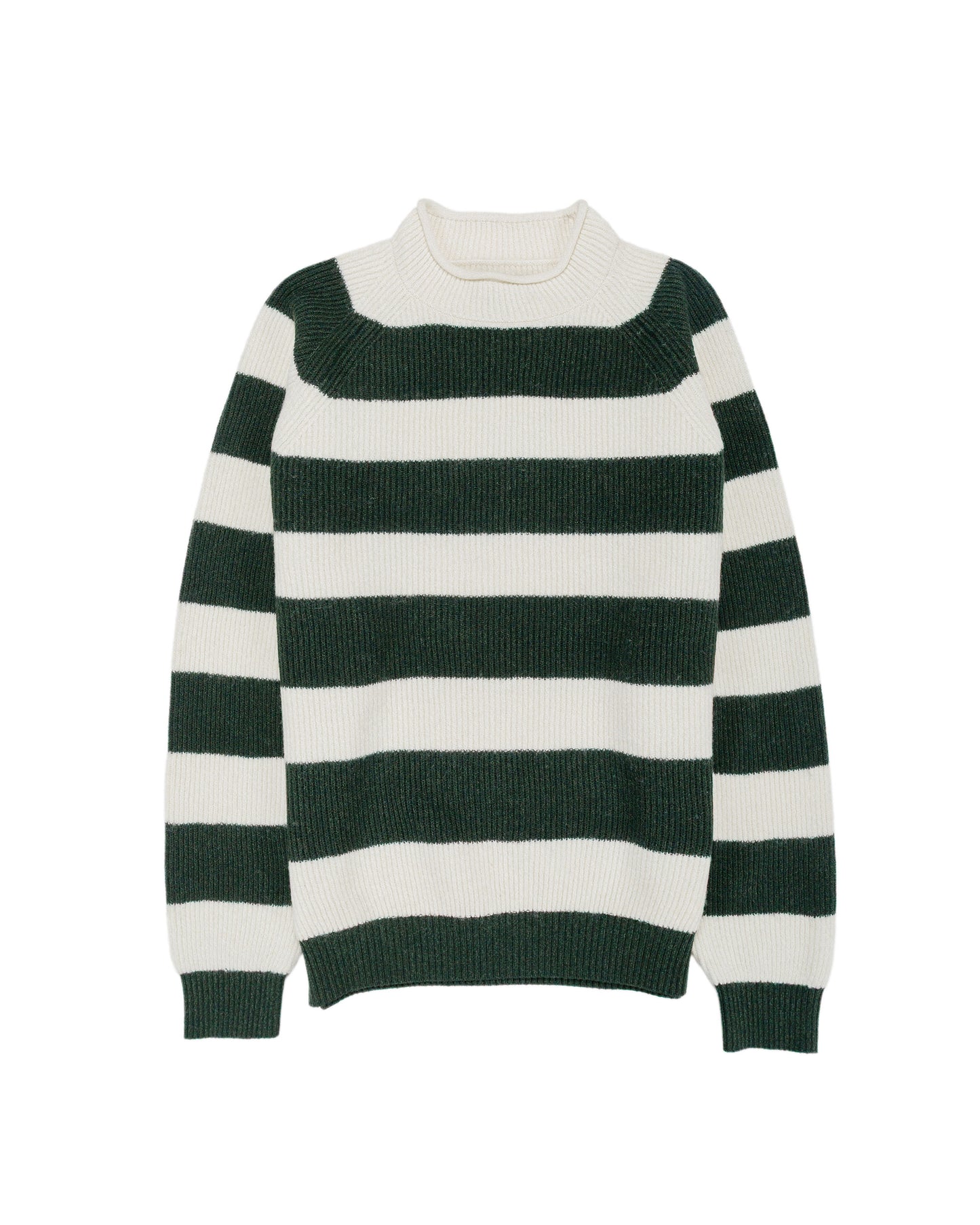 lost & found Beams Plus Beams Plus Hi-Neck Rib Stitch Stripe White