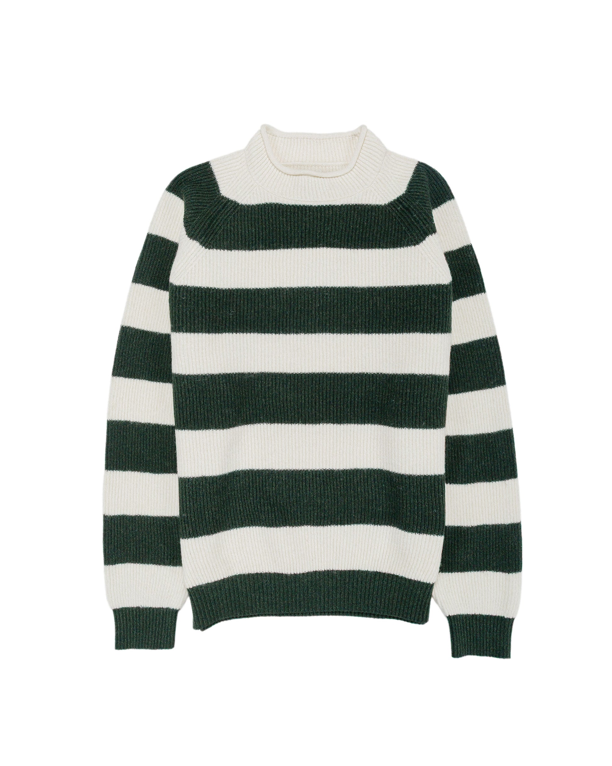 lost & found Beams Plus Beams Plus Hi-Neck Rib Stitch Stripe White