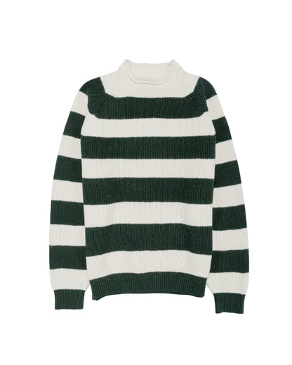 lost & found Beams Plus Beams Plus Hi-Neck Rib Stitch Stripe White