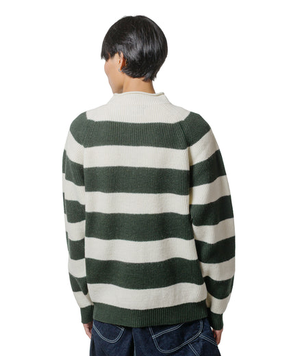 lost & found Beams Plus Beams Plus Hi-Neck Rib Stitch Stripe White