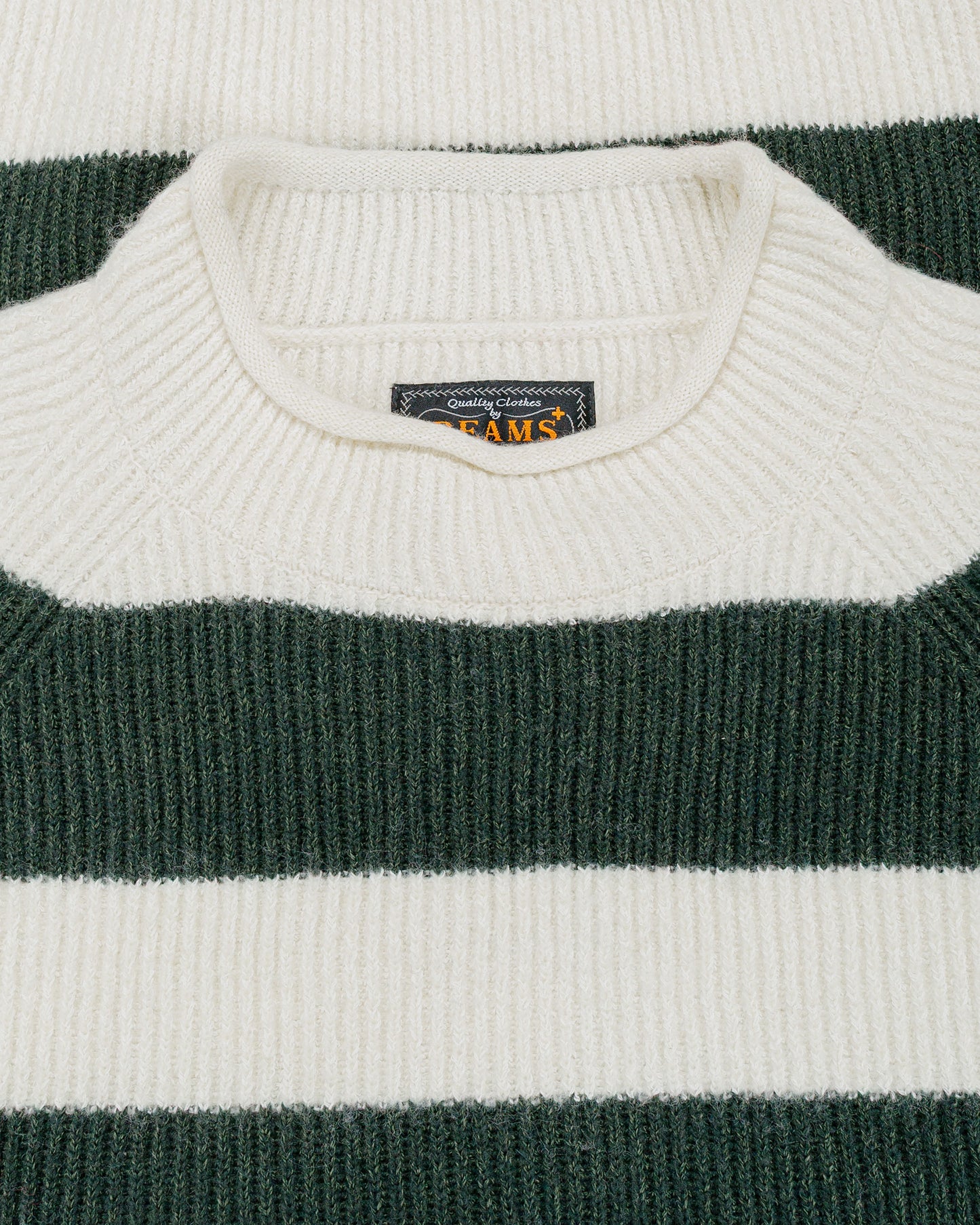 lost & found Beams Plus Beams Plus Hi-Neck Rib Stitch Stripe White