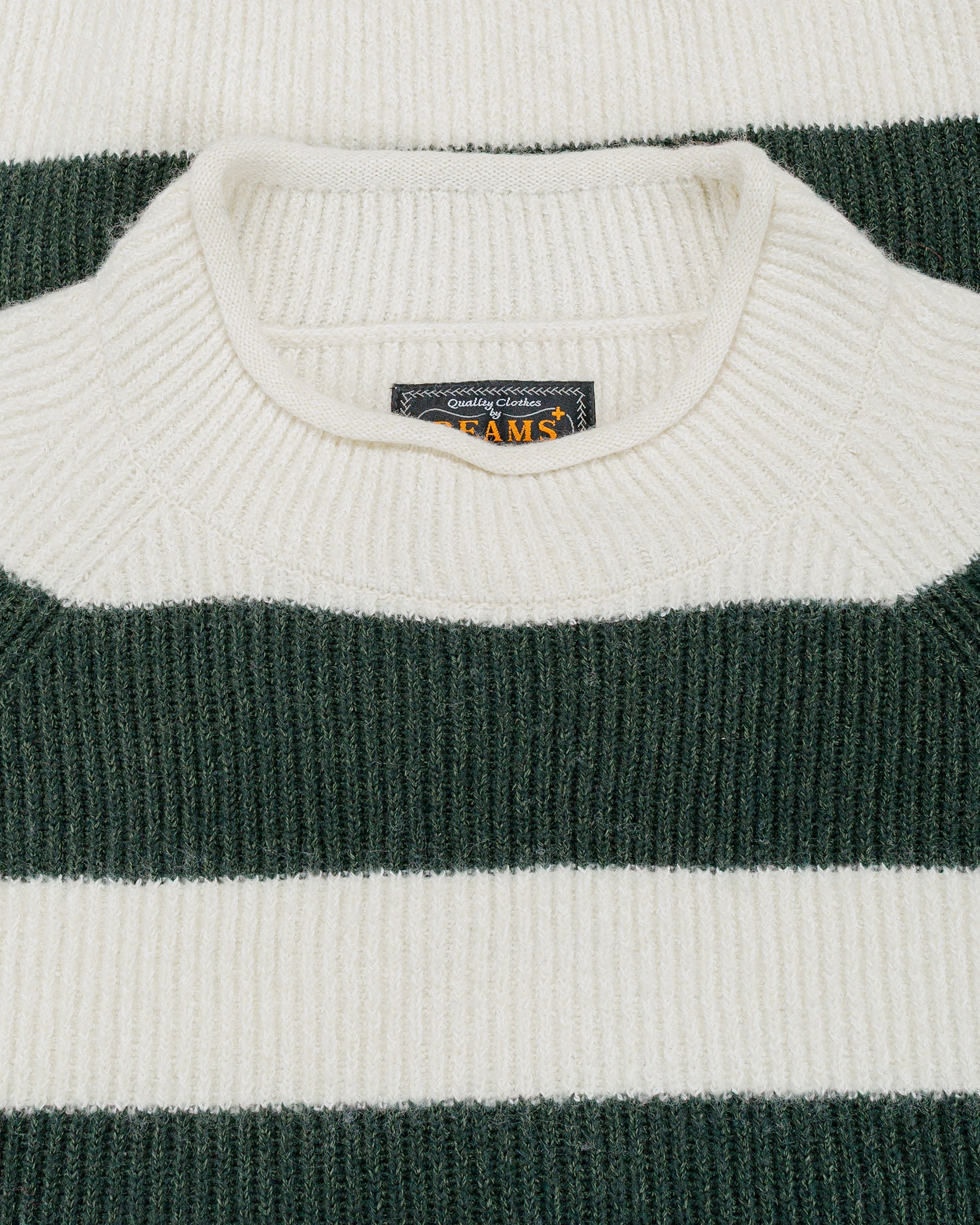 lost & found Beams Plus Beams Plus Hi-Neck Rib Stitch Stripe White