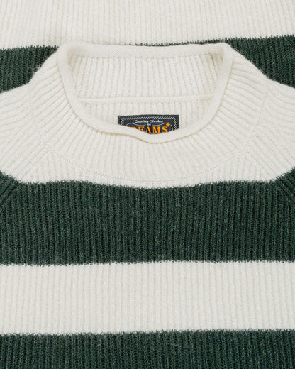 lost & found Beams Plus Beams Plus Hi-Neck Rib Stitch Stripe White