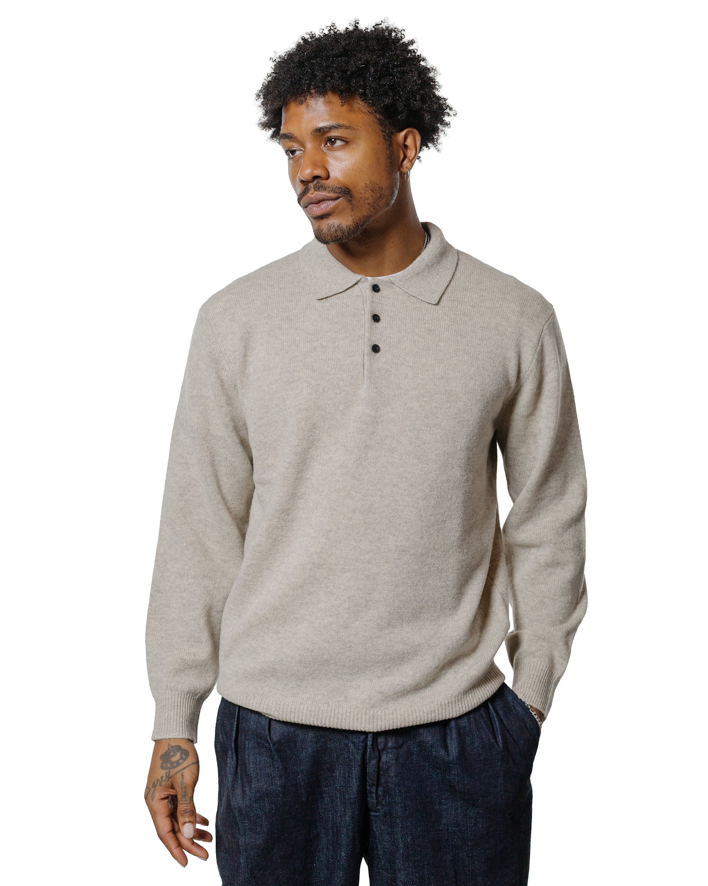 lost & found Beams Plus Beams Plus Knit Polo 9G Beige