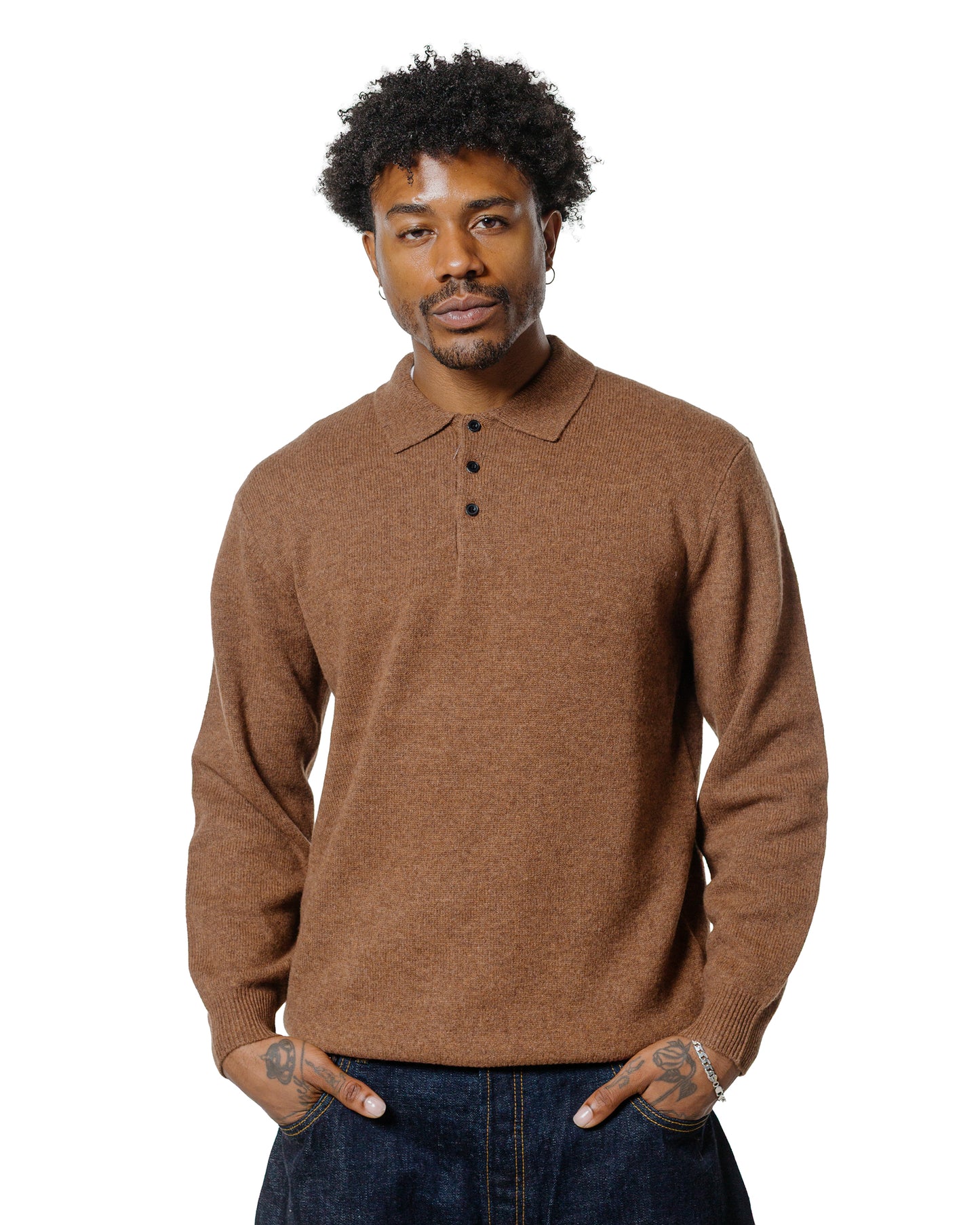 lost & found Beams Plus Beams Plus Knit Polo 9G Brown