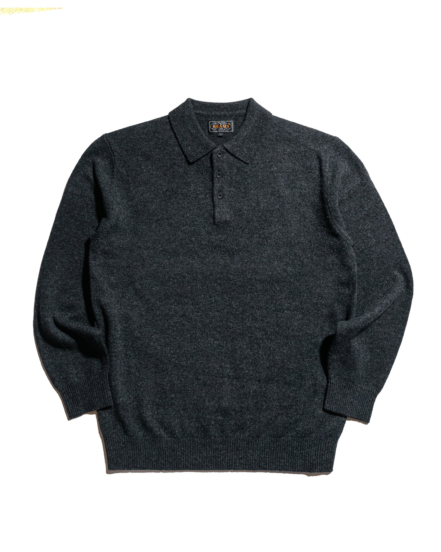 lost & found Beams Plus Beams Plus Knit Polo 9G Charcoal Grey