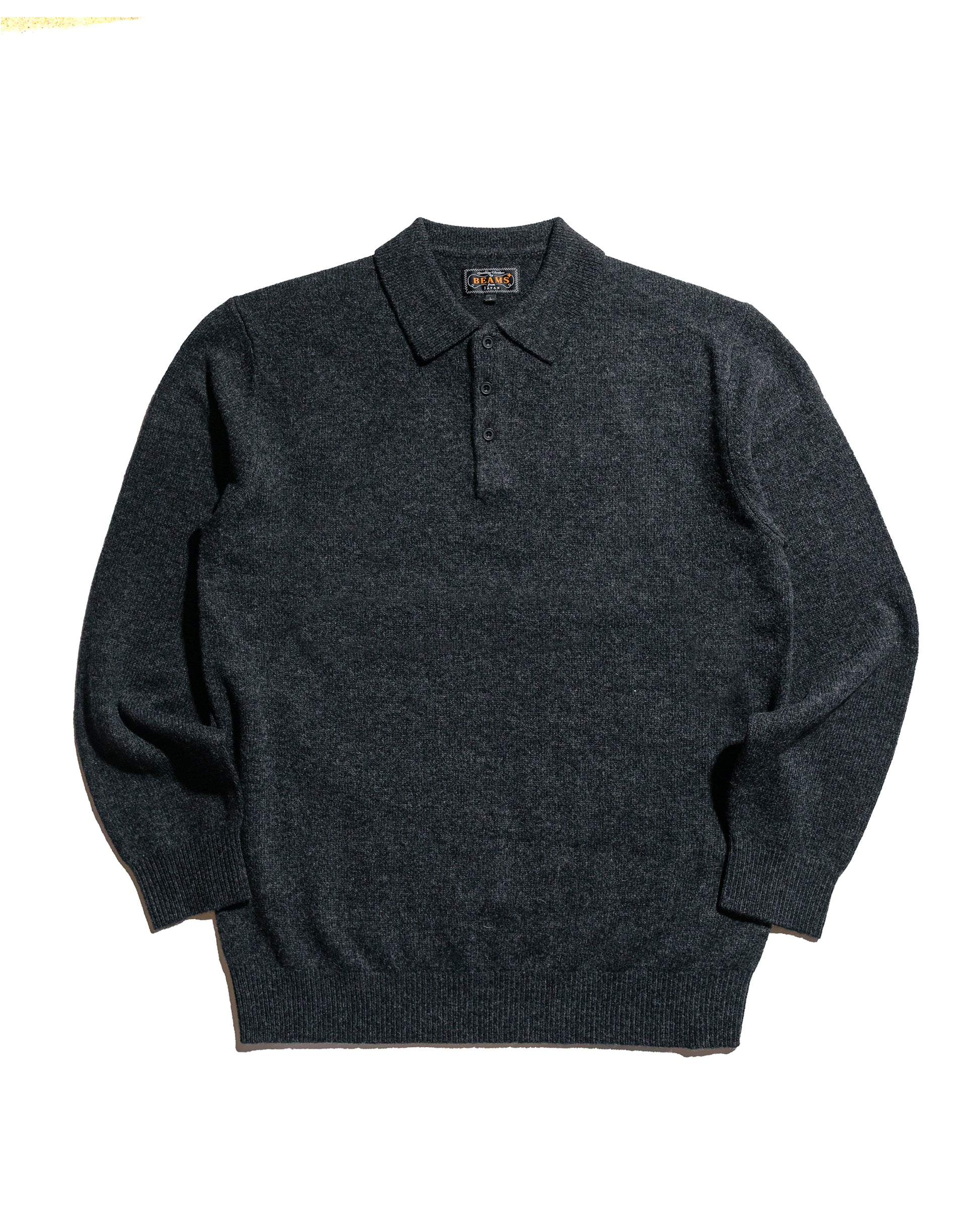 lost & found Beams Plus Beams Plus Knit Polo 9G Charcoal Grey