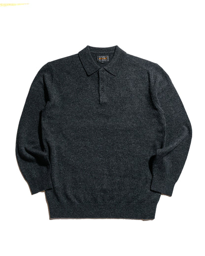 lost & found Beams Plus Beams Plus Knit Polo 9G Charcoal Grey