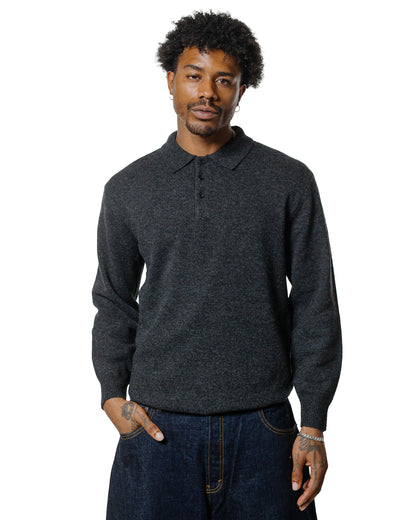 lost & found Beams Plus Beams Plus Knit Polo 9G Charcoal Grey