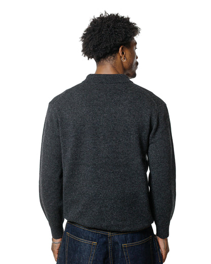 lost & found Beams Plus Beams Plus Knit Polo 9G Charcoal Grey