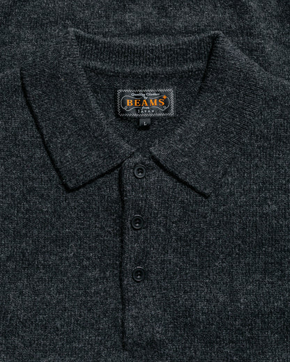 lost & found Beams Plus Beams Plus Knit Polo 9G Charcoal Grey
