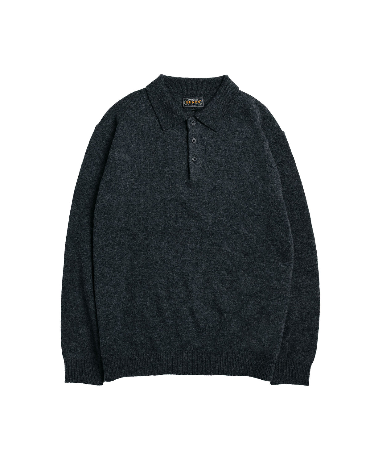 Beams Plus Knit Polo 9G Charcoal Grey
