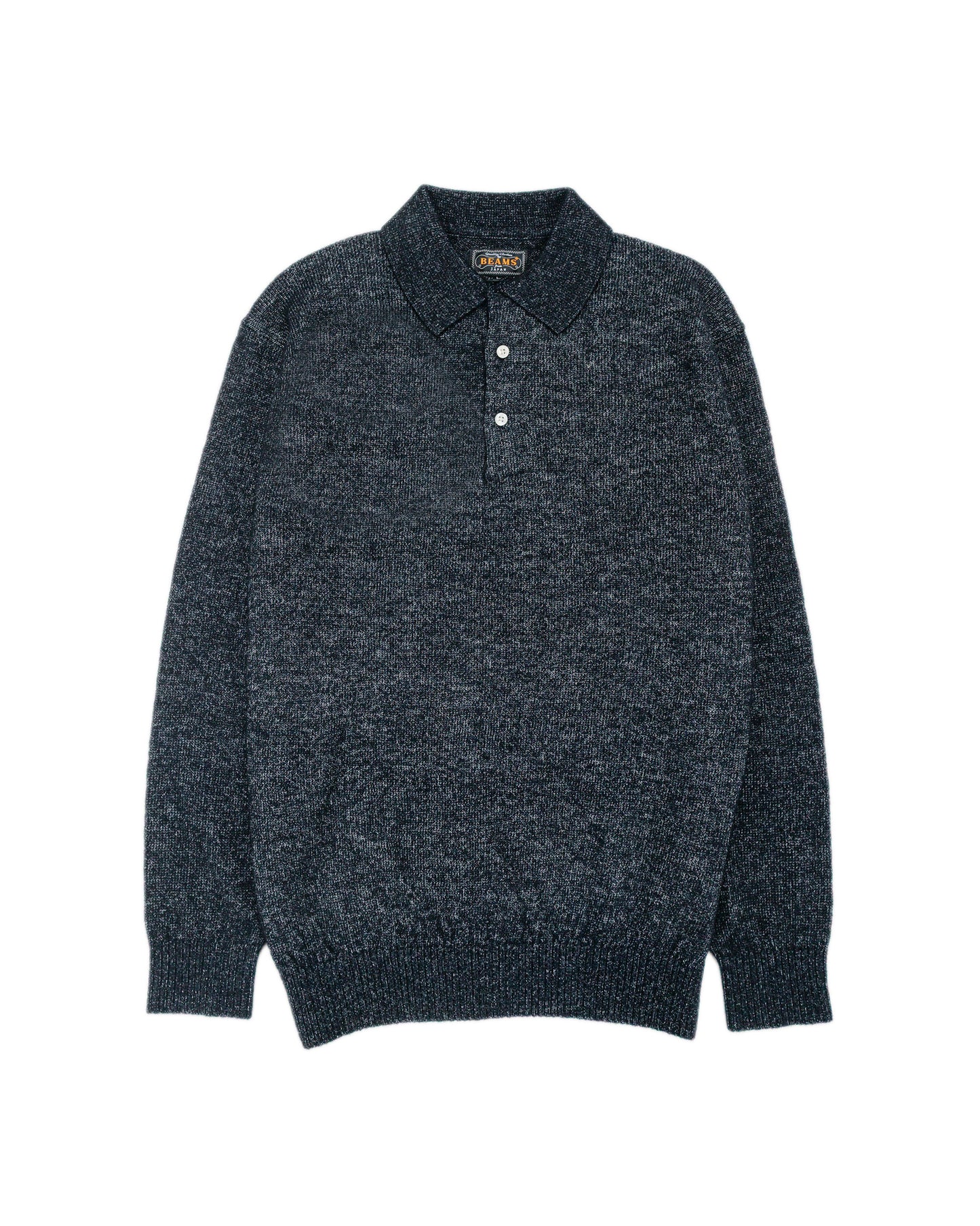 lost & found Beams Plus Beams Plus Knit Polo 9G Wool Silk Shaggy Black