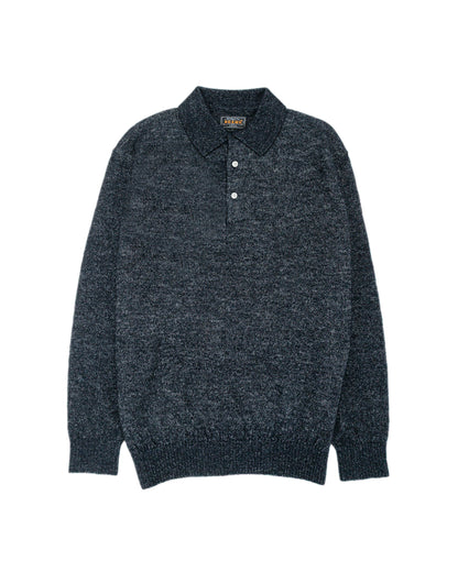 lost & found Beams Plus Beams Plus Knit Polo 9G Wool Silk Shaggy Black