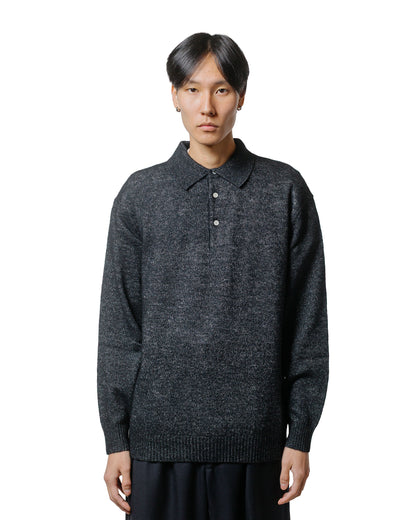 lost & found Beams Plus Beams Plus Knit Polo 9G Wool Silk Shaggy Black